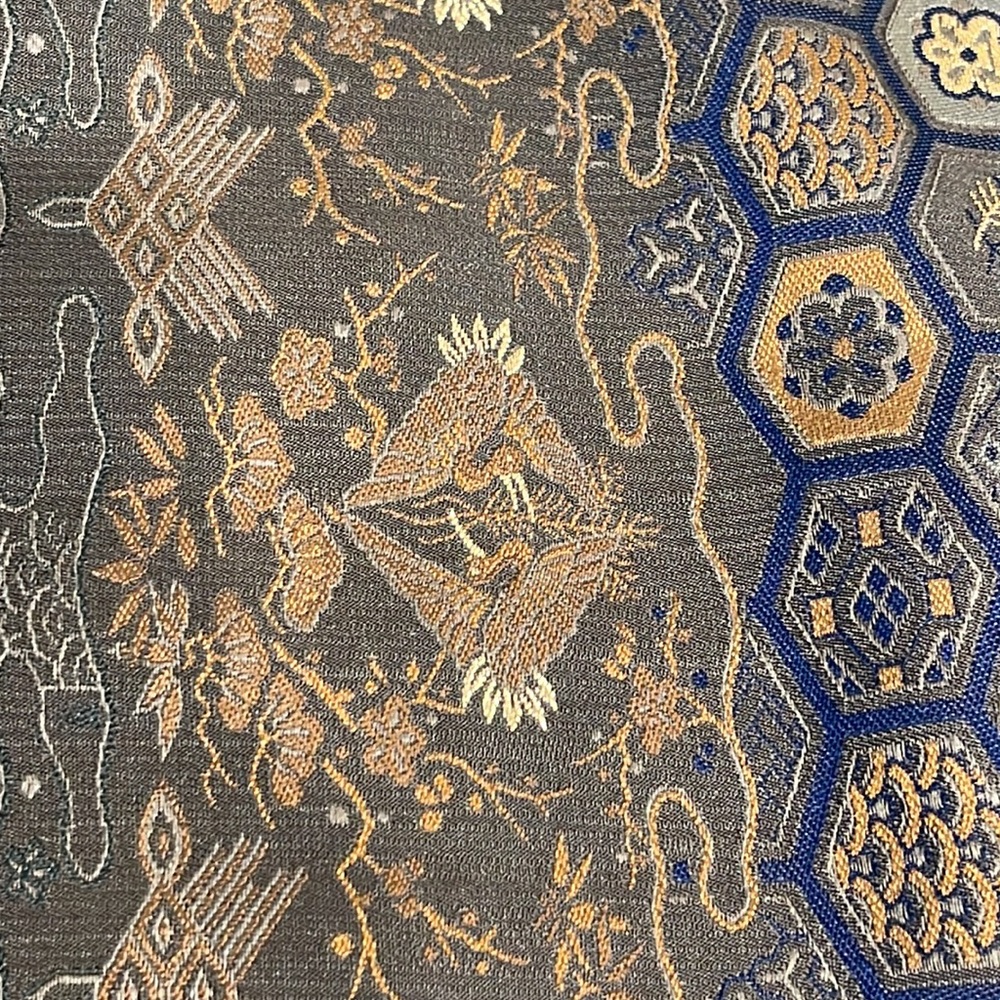 RALPH LAUREN 100% Silk & Gold Crane Tapestry Sleeveless Dress 10 - Picture 4 of 11